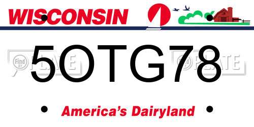 5OTG78 Wisconsin License Plate