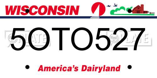 5OTO527 Wisconsin License Plate
