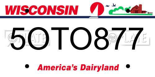 5OTO877 Wisconsin License Plate