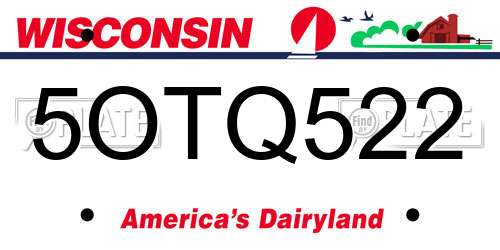 5OTQ522 Wisconsin License Plate