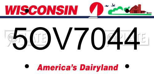 5OV7044 Wisconsin License Plate