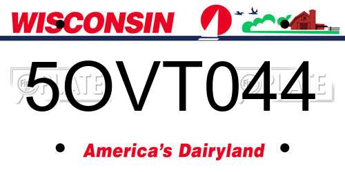 5OVT044 Wisconsin License Plate