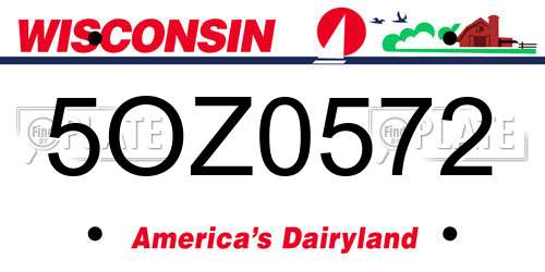 5OZ0572 Wisconsin License Plate