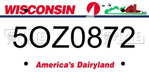 5OZ0872 Wisconsin License Plate