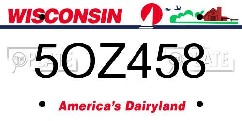 5OZ458 Wisconsin License Plate