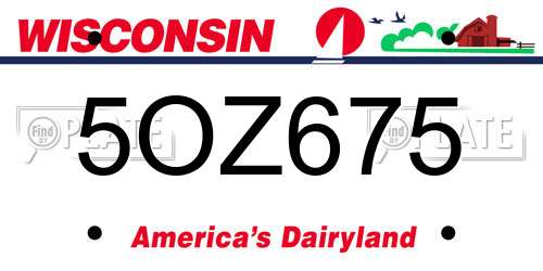 5OZ675 Wisconsin License Plate