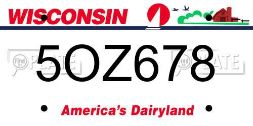 5OZ678 Wisconsin License Plate