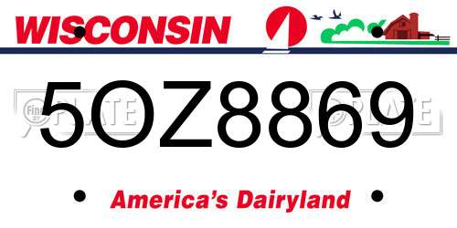 5OZ8869 Wisconsin License Plate