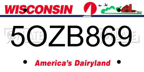 5OZB869 Wisconsin License Plate