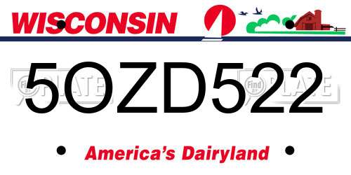 5OZD522 Wisconsin License Plate