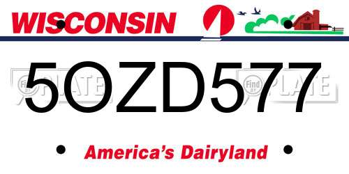 5OZD577 Wisconsin License Plate