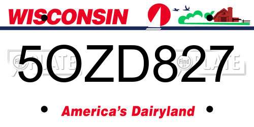 5OZD827 Wisconsin License Plate