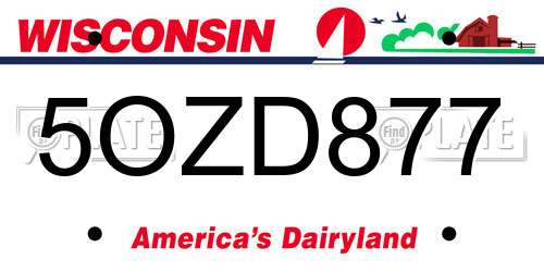 5OZD877 Wisconsin License Plate
