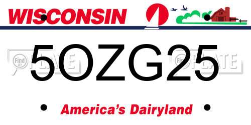 5OZG25 Wisconsin License Plate