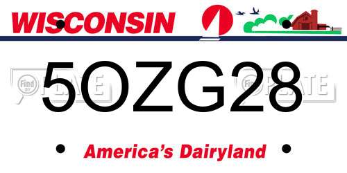 5OZG28 Wisconsin License Plate