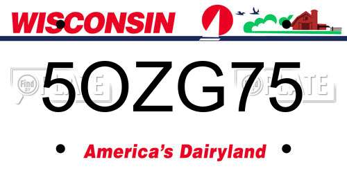 5OZG75 Wisconsin License Plate