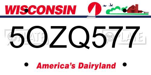 5OZQ577 Wisconsin License Plate