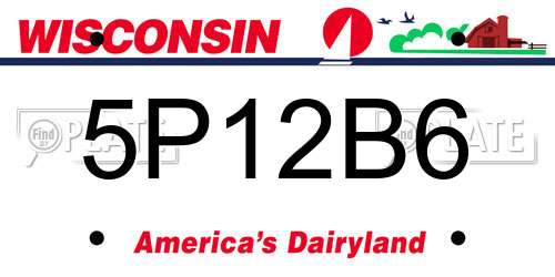 5P12B6 Wisconsin License Plate