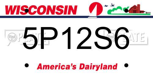 5P12S6 Wisconsin License Plate