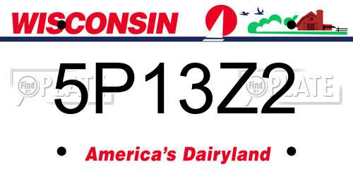 5P13Z2 Wisconsin License Plate