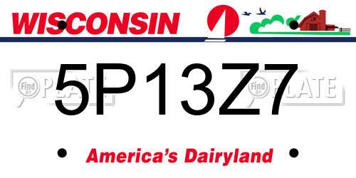 5P13Z7 Wisconsin License Plate
