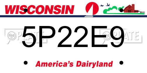 5P22E9 Wisconsin License Plate