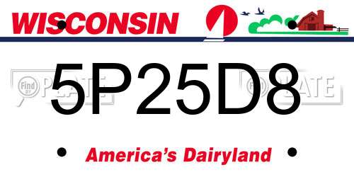 5P25D8 Wisconsin License Plate