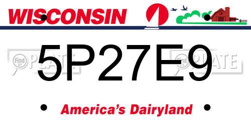 5P27E9 Wisconsin License Plate