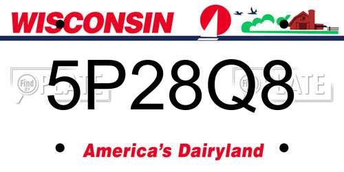 5P28Q8 Wisconsin License Plate