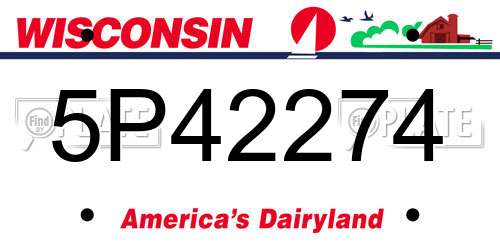 5P42274 Wisconsin License Plate