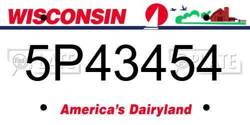 5P43454 Wisconsin License Plate