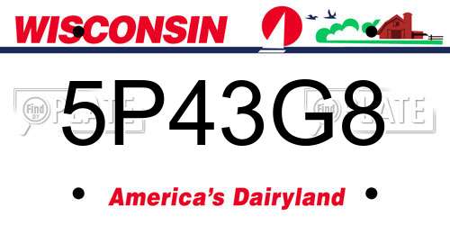 5P43G8 Wisconsin License Plate