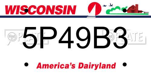 5P49B3 Wisconsin License Plate