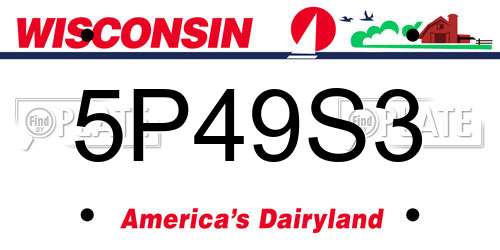 5P49S3 Wisconsin License Plate