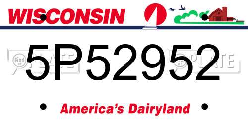 5P52952 Wisconsin License Plate
