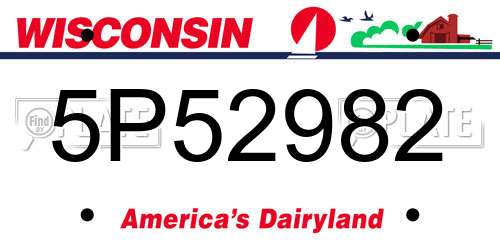 5P52982 Wisconsin License Plate