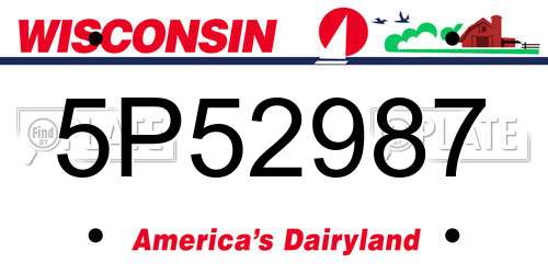 5P52987 Wisconsin License Plate