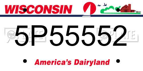 5P55552 Wisconsin License Plate