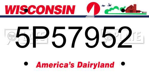 5P57952 Wisconsin License Plate