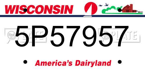5P57957 Wisconsin License Plate