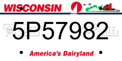 5P57982 Wisconsin License Plate