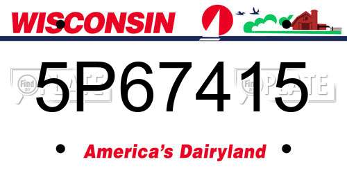 5P67415 Wisconsin License Plate