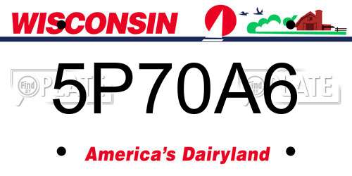 5P70A6 Wisconsin License Plate