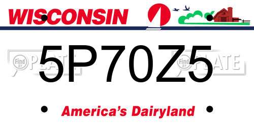 5P70Z5 Wisconsin License Plate