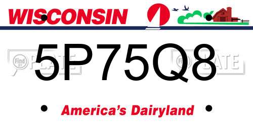 5P75Q8 Wisconsin License Plate