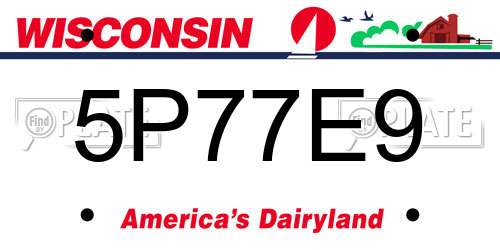 5P77E9 Wisconsin License Plate