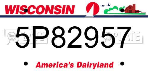 5P82957 Wisconsin License Plate
