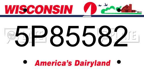 5P85582 Wisconsin License Plate