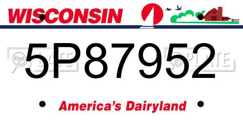 5P87952 Wisconsin License Plate