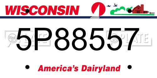 5P88557 Wisconsin License Plate